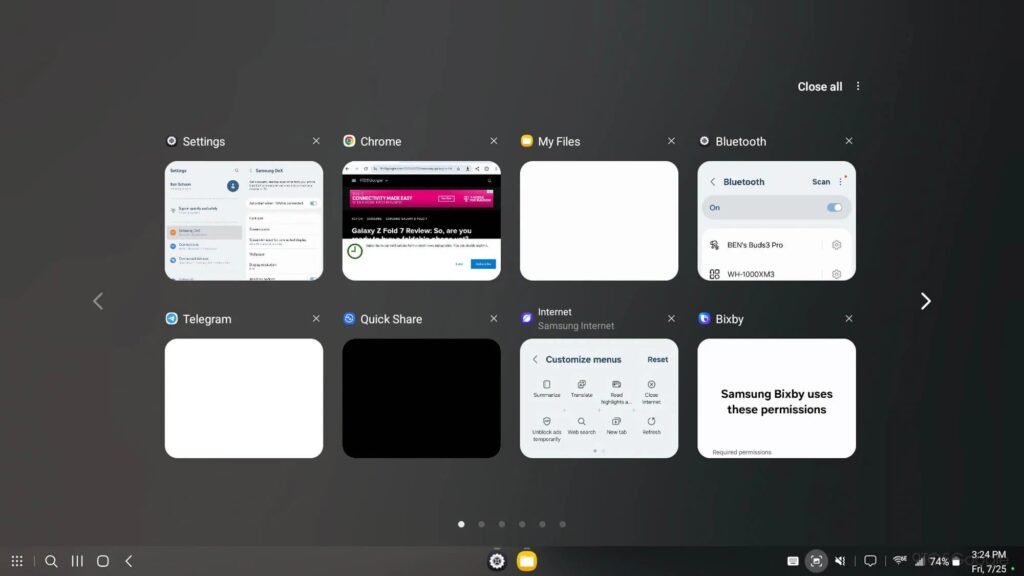 Samsung DeX se renueva Menú de Tareas One UI 7